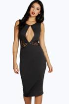 Boohoo Leanne Crochet Trim Detail Midi Dress Black