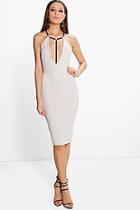 Boohoo Mara Contrast Harness Detail Plunge Midi Dress