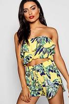 Boohoo Alyssa Tropical Print Bardot Top & Short Co-ord