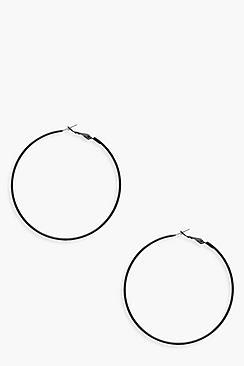 Boohoo Helena Black Hoop Earrings