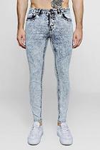 Boohoo Super Skinny Acid Wash Jeans With Paint Splat