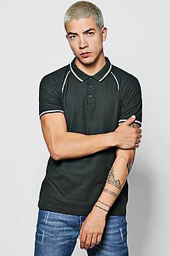 Boohoo Raglan Polo With Piping Detail