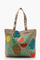 Boohoo Lilly Embroidery Tropical Beach Bag