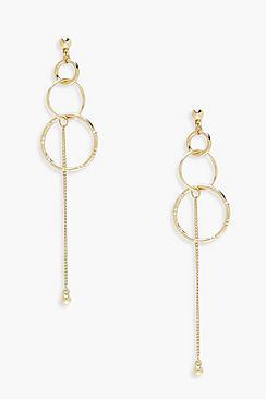 Boohoo Circle And Chain Drop Earrings