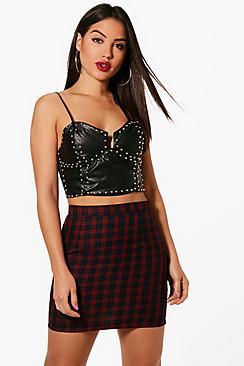 Boohoo Lola Woven Tartan Check A Line Skirt