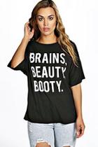 Boohoo Plus Tara Oversized Slogan Tee