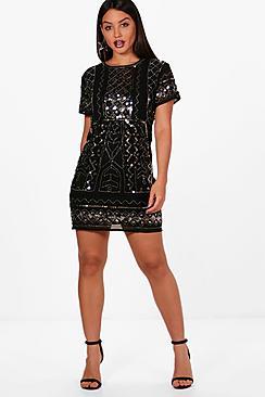 Boohoo Boutique Jodie Embellished Cap Sleeve Shift Dress