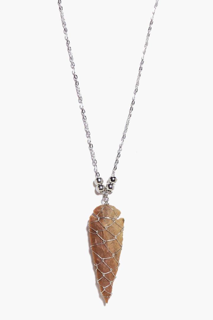 Boohoo Faye Arrow Head Layered Skinny Necklace Silver