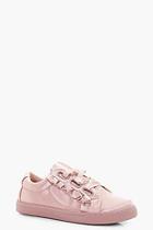 Boohoo Olivia Frill Trim Ribbon Lace Trainers