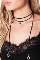 Boohoo Amy Star And Ring Detail Skinny Tie Choker