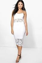 Boohoo Sophie Lace Insert Textured Midi Bodycon Dress