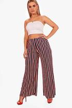 Boohoo Plus Lorna Crepe Stripe Wide Leg Trouser