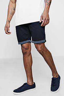 Boohoo Chino Shorts With Polka Dot Turn Up