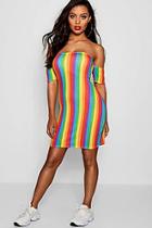 Boohoo Petite Rainbow Bodycon Dress