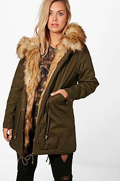 Boohoo Plus Lisa Fur Trim Parka