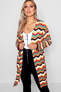 Boohoo Plus Chevron Longline Cardigan