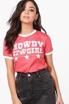 Boohoo Aimee Cowgirl Slogan T-shirt