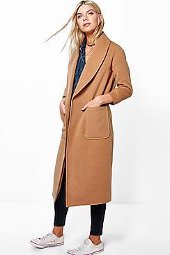 Boohoo Emilia Shawl Collar Robe Duster Coat