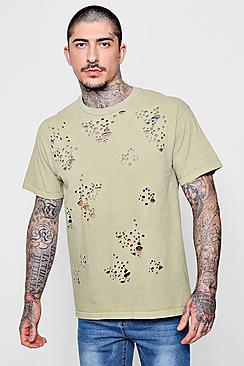 Boohoo Loose Fit Washed Distressed T-shirt