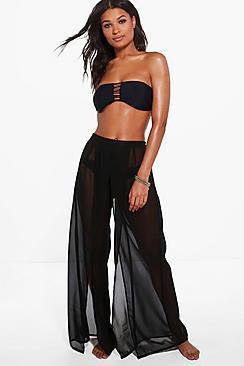 Boohoo Molly Split Leg Beach Trouser