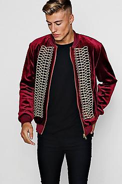 Boohoo Napoleon Bonded Velour Bomber
