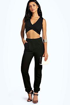 Boohoo Tara Longer Leg 34 Woven Formal Joggers