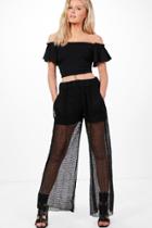 Boohoo Emma Sheer Lace Trousers Black