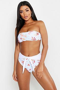Boohoo Pastel Floral High Waisted Bikini