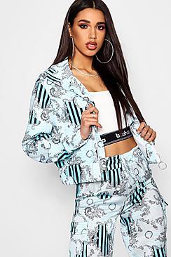 Boohoo Stefflon Don Print Zip Through Bomber Jacket
