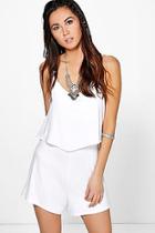 Boohoo Dinah Strappy Cami Overlay Playsuit