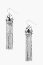 Boohoo Imogen Boutique Diamante Detail Tassel Earrings Silver