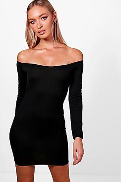 Boohoo Ellie Curved Off The Shoulder Bodycon Dress