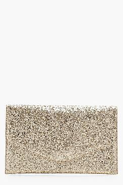 Boohoo Lelia Glitter Clutch With Chain