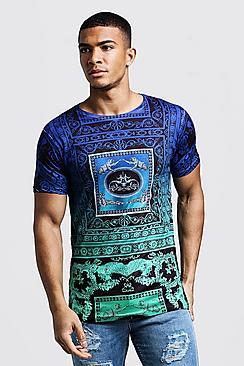 Boohoo Dip Dye Baroque Design T-shirt