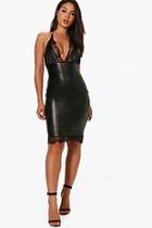Boohoo Ali Pu Eyelash Lace Plunge Bodycon Dress