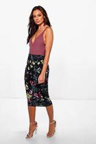 Boohoo Lorna Dark Floral Midi Skirt