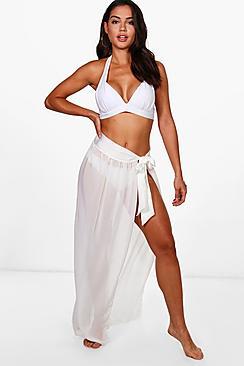 Boohoo Lois Satin Tie Beach Sarong