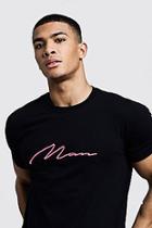 Boohoo Neon Pink 3d Man Embroidered T-shirt