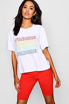 Boohoo Petite Janet J'adore Slogan Tee