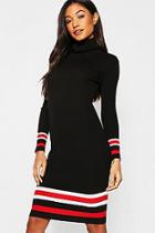 Boohoo Roll Neck Stripe Detail Jumper Dress