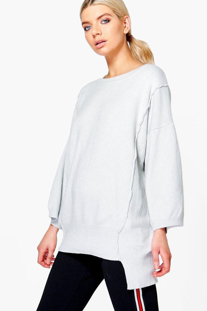 Boohoo Frances Oversized Slouchy Jumper Grey