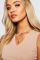 Boohoo Double Heart & Sovereign Layered Necklace