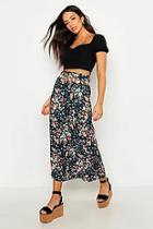 Boohoo Ditsy Print Midi Skirt