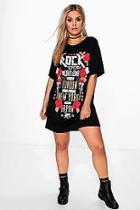 Boohoo Plus Hollie Rock Slogan Tshirt Dress