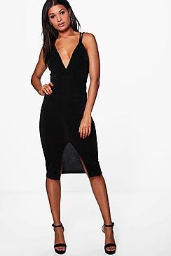 Boohoo Elizabetta Strappy Midi Dress With Slit