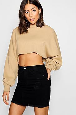 Boohoo Black Distressed Denim Mini Skirt