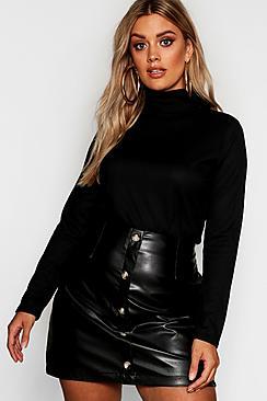 Boohoo Plus Rib Turtle Neck Sweater