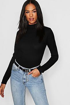 Boohoo Tall Rib High Neck Top