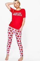 Boohoo Lilly I Like You Berry Much Pj Trouser Set