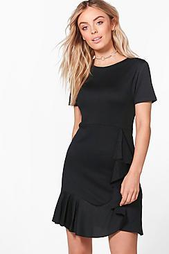 Boohoo Abbey Frill Detail Wrap Shirt Bodycon Dress